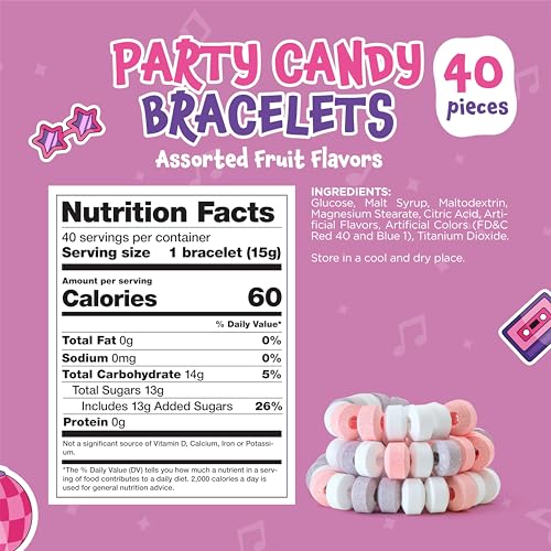 Candy Bracelets, Bulk Candy Individually Wrapped - 40 Count Pack - image 2