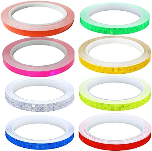 QILIMA Bike Reflective Tape 8colors outfit,Outdoor Safety Warning Lighting Sticker Waterproof Reflector Tape,for Car Types of DIY Decoration(Blue Pink Green White Yellow Orange Red Fluorescent yellow)