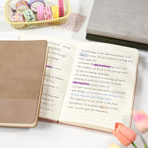 Image of Lined Journal Notebook for Work College Ruled Notebook 5.79 inch x 8.27 inch A5 PU Leather Daily Journaling Notebook 216 Pages for Women Men Daily Writing Business School Travel Gift (Dark Green)