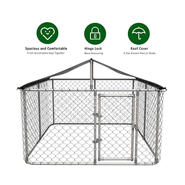 Kullavik Dog Kennel Outdoor with Heavy Duty Galvanized Chain Link Dog