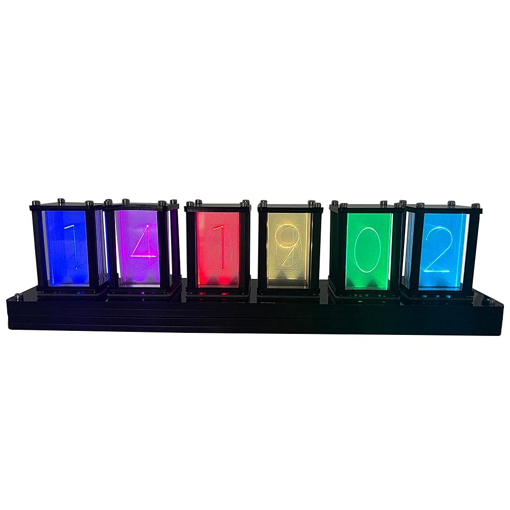 RGB Pseudo Glow Nixie Tube Clock LED Lighting Digital Nixie Clock Transparent Luminous Retro Simple 