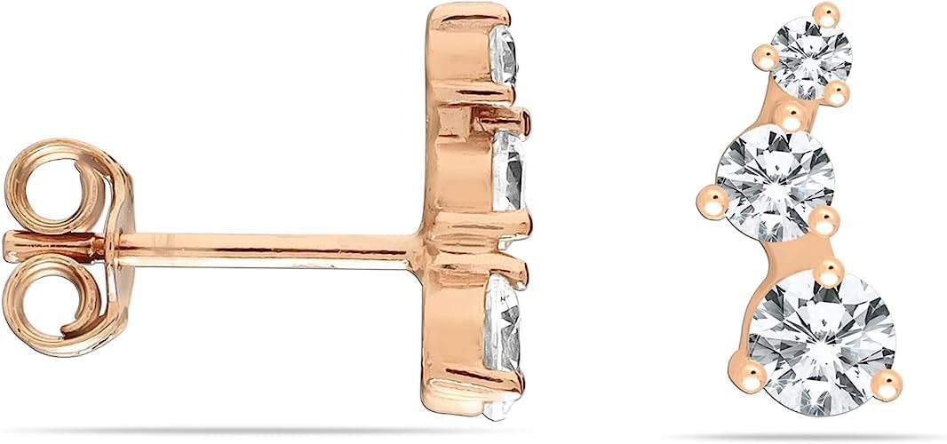 Charmsy 925 Sterling Silver Stud Earring for Women Teen | Minimalist CZ Bar Earring | Geometric Shape Mini Bar Stud Earrings