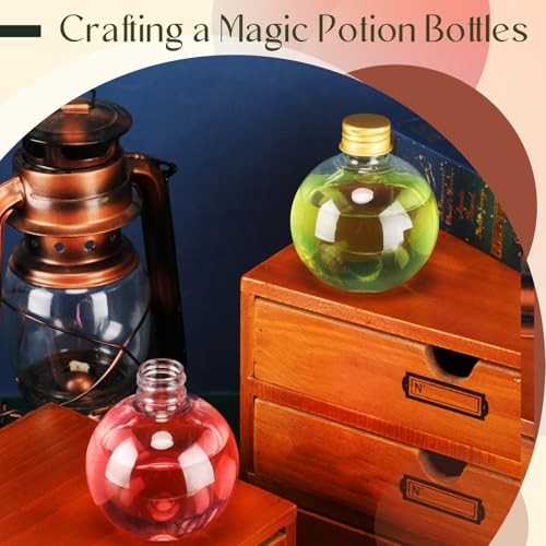 Jinei 30 Packs 8 oz Spherical Plastic Potion Bottles Ball Shape Sand Bottles Clear Plastic Cocktail Ornament Balls with Funnels for DIY Wedding Party Gift Crafts Decoration(Lid,Gold) by Jinei - Image 6