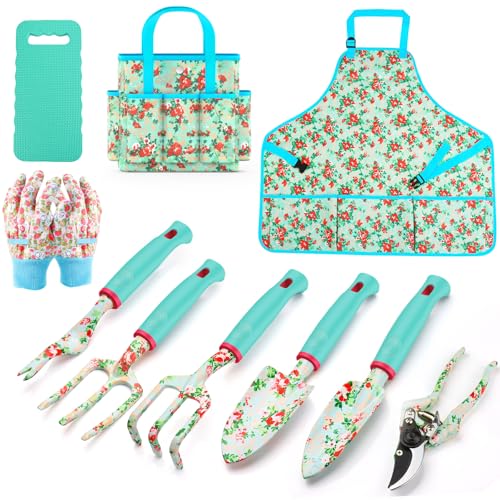 Garden Tools Set, JUMPHIGH 10 PCS Heavy Duty Gardening Tools