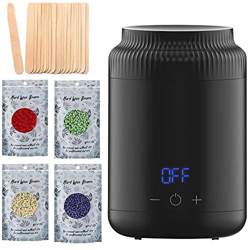 Wax Warmer DMG Waxing Machine for Hair Removal Intelligent Wax Melting Machines with 4 Packs Hard Waxing Beads Waxs Kit for Hair Removal with LED Display All Hair Types Legs Face Bikini Brazilian