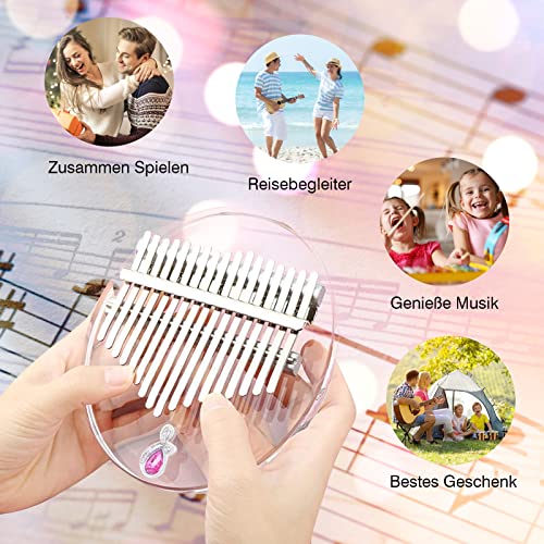 Crovida Kalimba Instrument Transparentes Daumenklavier 17 Schlüssel Acryl Zupfinstrumente für Kinder Erwachsene Anfänger (Prinzessin Puder) - Image 4