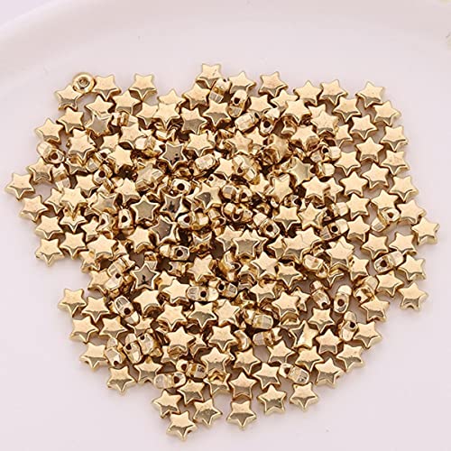 100-200 pz/lotto 6/9mm Stella Perline per Ricamo Gioielli Fare Placcato Oro Pentagramma Distanziatore Perline Fatti A Mano Fai Da Te Bracciali Cover