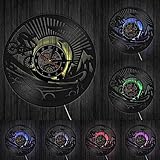 Mountainbike Vinyl Wandkunst Uhr Einzigartige Vintage Home Decor Wanduhr Geschenk für Fahrrad Sportliebhaber Travel Art Clock Uhr-Mit