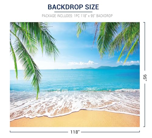 Allenjoy 10X8ft Tropical Summer Backdrop Beach Palm Leaves Photography Background for Wedding Happy Birthday Baby Shower Decoration Banner Photo Booth Props Yellow by Allenjoy - Image 3