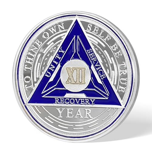Image of Imasoner 12 Year Sobriety Coin Alcoholics Anonymous Medallion Sobriety Chip Anniversary Token Recovery Gift