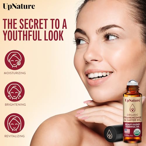 UpNature Organic Castor Oil and Frankincense Eye Roller – 100% Organic Castor Frankincense Oil for Face - Puffy Eyes Beauty Roll On