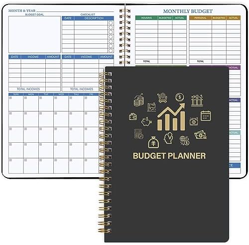 Budget Planner – Monthly Financial Planner Organizer with Expense Budget Book/Expense Tracker Notebook/Accounting Book to Manage Your Money Effectively, Start Anytime, A5(5.8″ * 8.2″) Black Golden