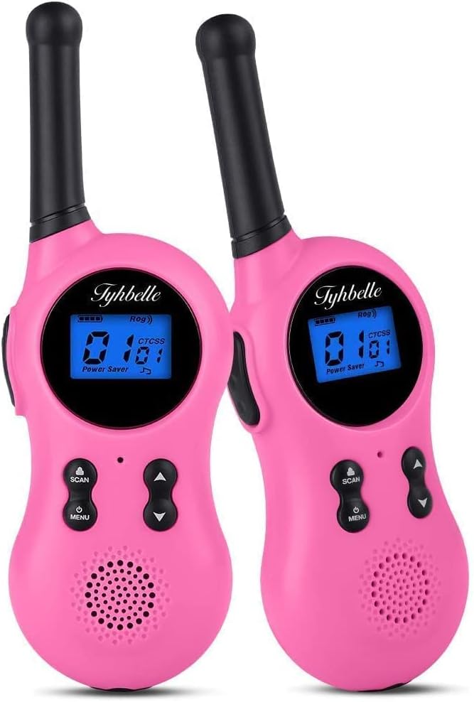 Tyhbelle Set of 2 Kids Walkie Talkies Boys and Girls Gifts 3km Long Distance 8 Channels Two-Way Radio Communication with Backlit LED Tourch for Outdoor Camping Field Survival Hiking