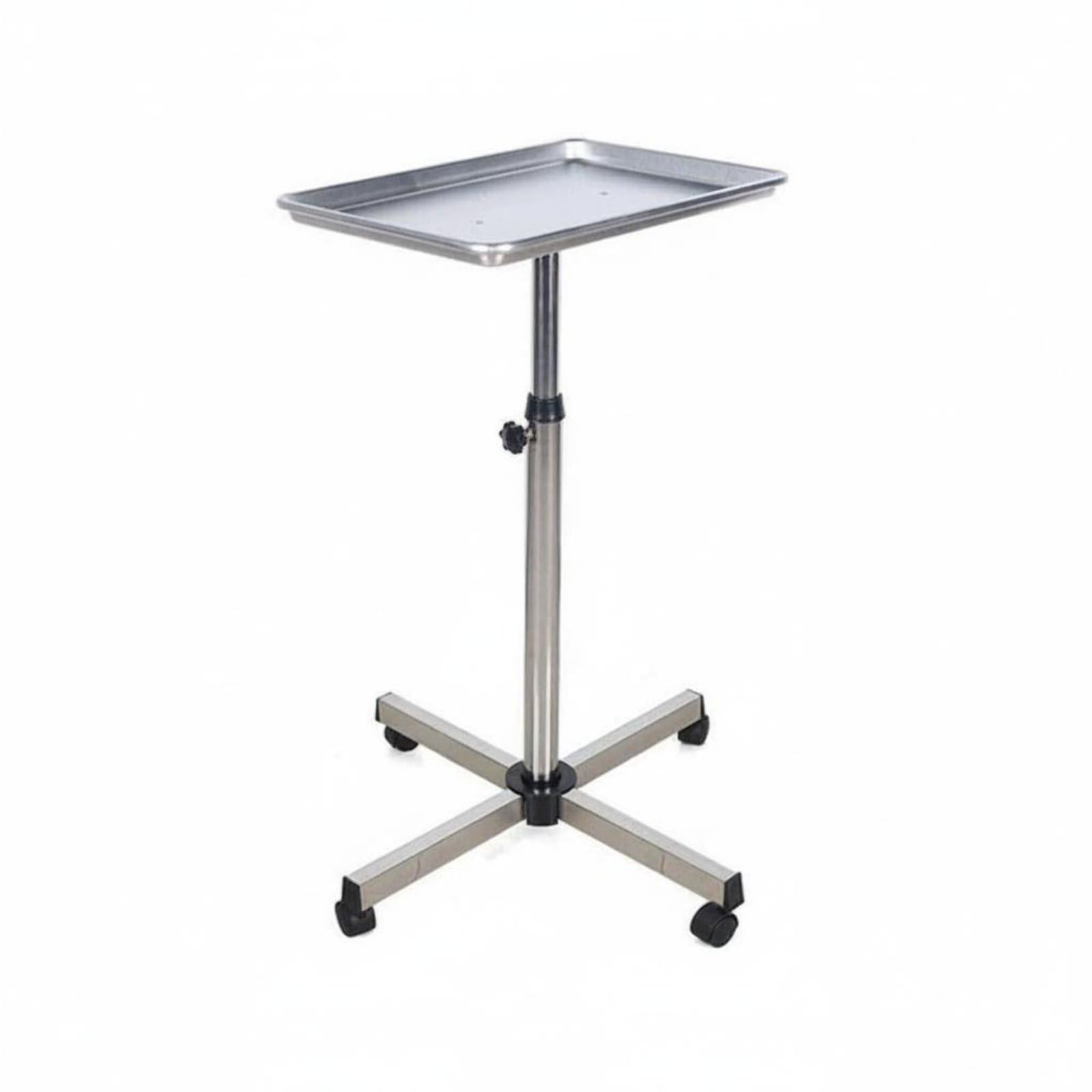 Gralara Plateau de Salon de Coiffure Chariot Trolley Support Tablette Colonne Réglable pour Posture Confortable Base Stable à roulettes Matériaux Alliage et, Argenté