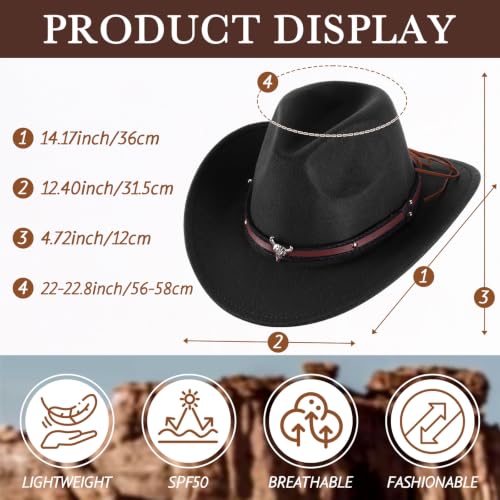 Image of Toulite 9 Pcs Western Cowboy Hats Faux Felt with Strap Bulk | 9 Color Fur Faux Felt Travel Cap for Men Women, Cowgirl Party Halloween Cosplay Costume Western Theme Events