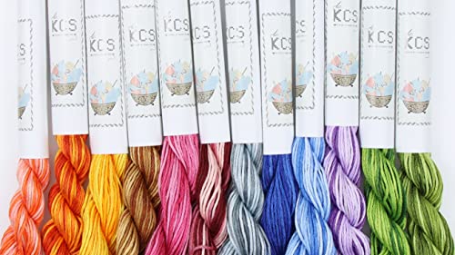 Image of KCS Big skeins of 25 Meters Size 25 Color Variegated Cross Stitch Stranded Threads,12 skeins,03
