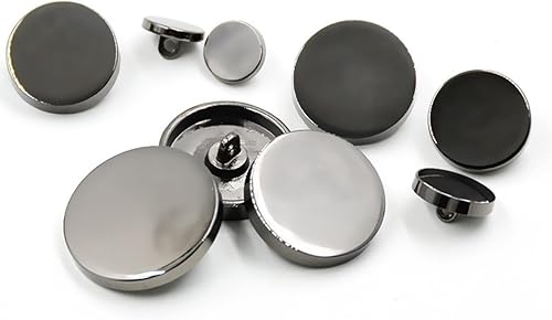Miniatura 3 de ECYC Ltd 10 botones de metal, botones redondos planos, botón de vástago de aleación, botones de costura para coser ropa, trajes, abrigo deportivo,