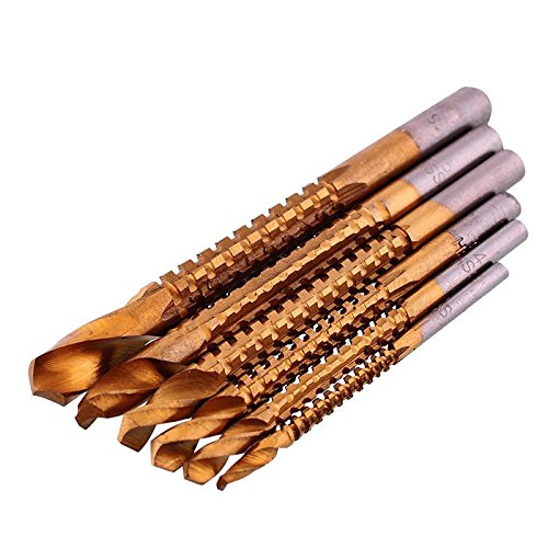eoocvt 6pcs 3-8mm Titanium HSS Drill & Saw Bit Set Cutting Carpenter Wood Metal