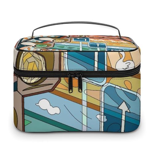 Bolsa de cosméticos de cuero de alta calidad para viajes, organizador de maquillaje impermeable con divisor ajustable, diseño antiarañazos y antiderrames, ideal para gimnasio, camping, viajes de