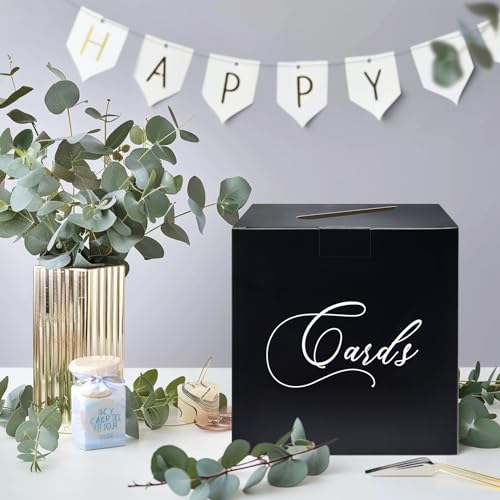 Image of Black and White Card Box Gift Card Box Holder Envelope Box for Wedding Birthday Baby Shower Retirement Party Card Box