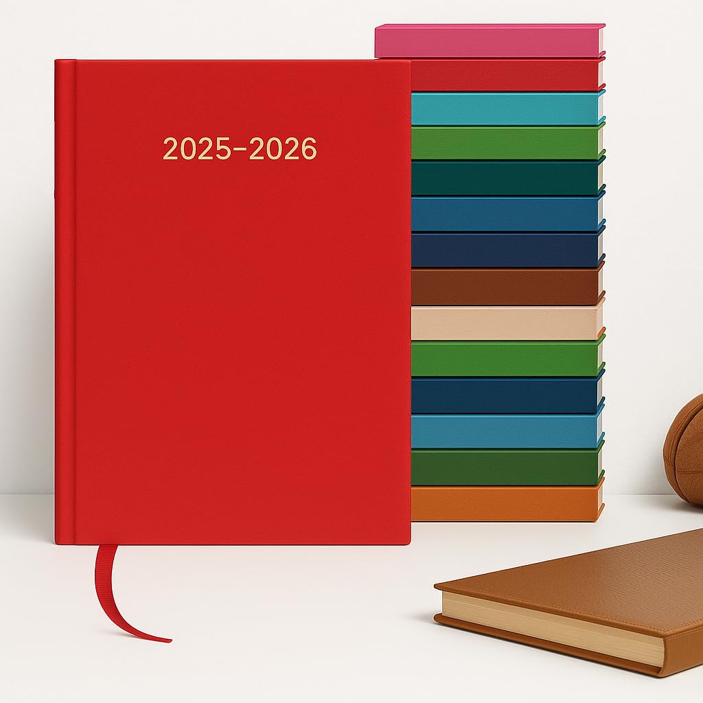 Top Sale Academic Diary 2026-2027 A5 Day Per Page Planner, Red Hardcover Student Diary, August 2026-July 2027