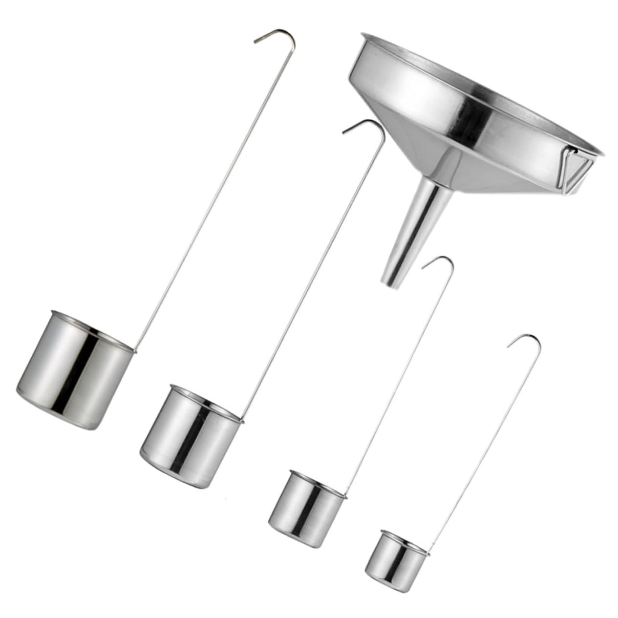 Zerodeko Imbuto in Acciaio Inossidabile con Mestolo Set 5 Pezzi per Olio e Vino, Manico Facile da Usare, Strumento da Cucina per Versare Liquidi in Cucina