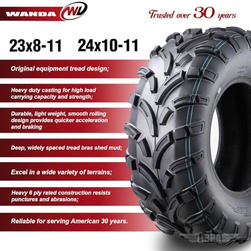 Image of WANDA UTV ATV Tires 23x8-11 Front & 24x10-11 Rear /6PR P373 Lit Mud