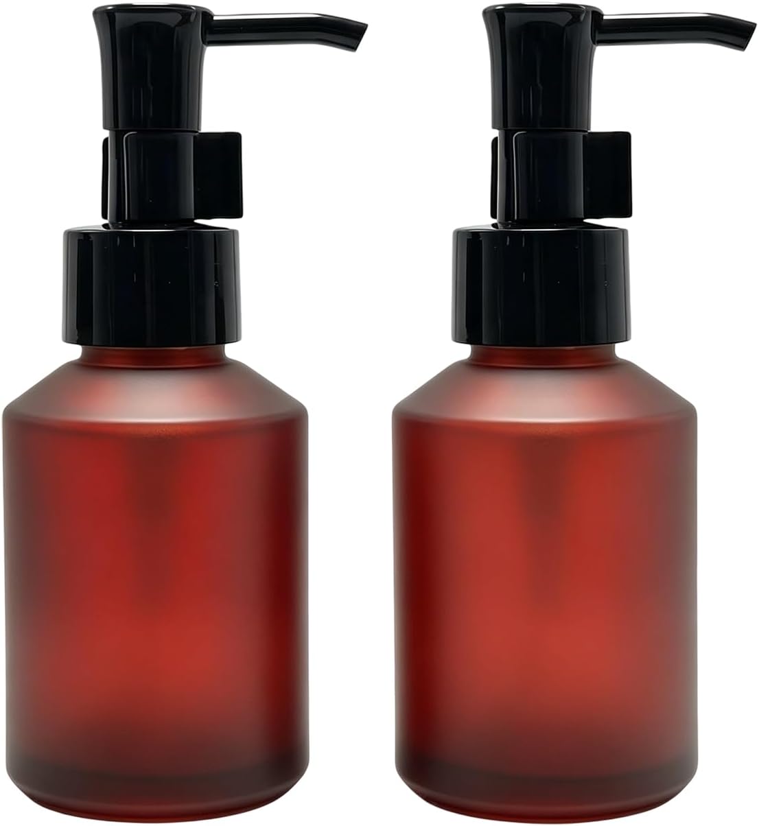 2 Pcs 2oz/60ml Pink Frosted Glass Lotion Pump Bottles