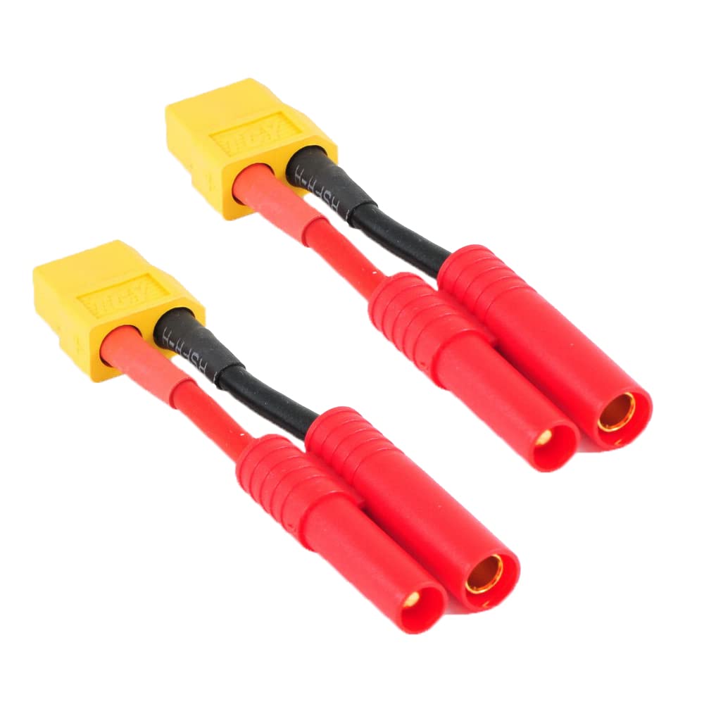 LINSYRC 2pcs XT60 Plug Female Connector to HXT 4MM 4.0MM Bullet Connector Banana Plug Wired Adapter for RC Lipo Battery