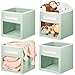 Produktbild mDesign 4er-Set Aufbewahrungsbox für Spielsachen oder Kleidung  würfelförmige Stoffbox mit Griff und Sichtfenster  Faltbare Spielzeugkiste aus Stoff  mintgrün und weiß