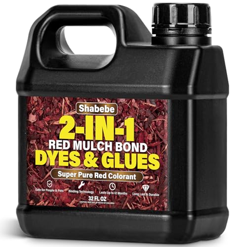 Mulch Bond - 32OZ Red Color 2-in-1 Mulch Dye & Glue for Landscaping, Super Strength Landscape Adhesive Landscape Lock, Fast-Dry, Non-Toxic, Mulch Binder Glue,...