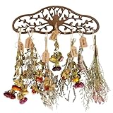 Liitrton Herb Drying Rack Hanging, Wall-mounted Drying Rack for Herbs, Wooden Tree Decor Design, Holds 11 Hooks with Rope and Kraft Labels, Space-saving Plant Herb Flower Dryer, Wall Art Decor