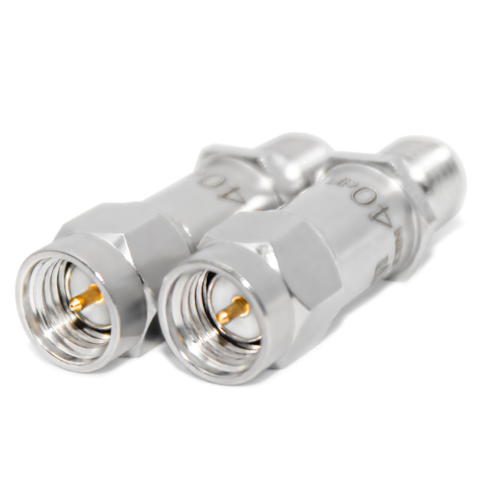 TOJOIN 2PCS RF Attenuatore Coassiale 12.4GHz 50ohm Attenuatore Fisso SMA Maschio a SMA Femmina, 2W 3-40dB per Comunicazioni Mobili Aviazione Radar (12.4G 40dB)