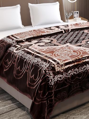 Image of Monte Carlo Regal Gold Double Bed Winter Blanket Single Ply 510 GSM | 2.5 KG (210 x 205 CM) Coffee White 05