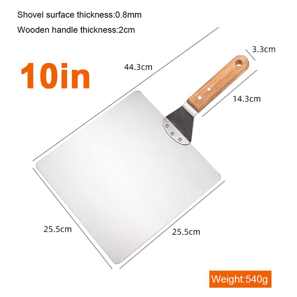 Pala per Pizza Professionale, Acciaio Inossidabile Resistente per cucine professionali/quadrata/10 Pollici