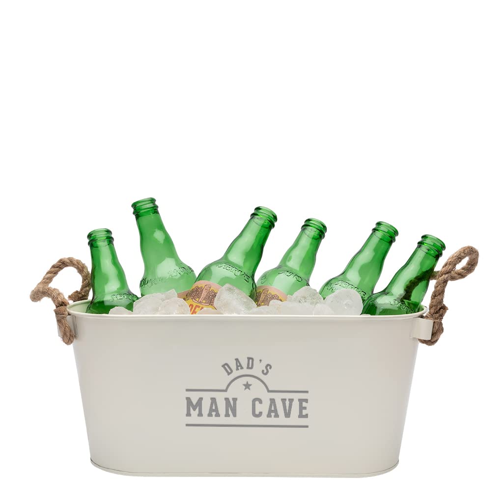 Personalised Man Cave Ice bucket - Home Bar Accessories Decor - Father’s Day Gift for Dad - Metal Drinks Cooler - Birthday Gifts for Him
