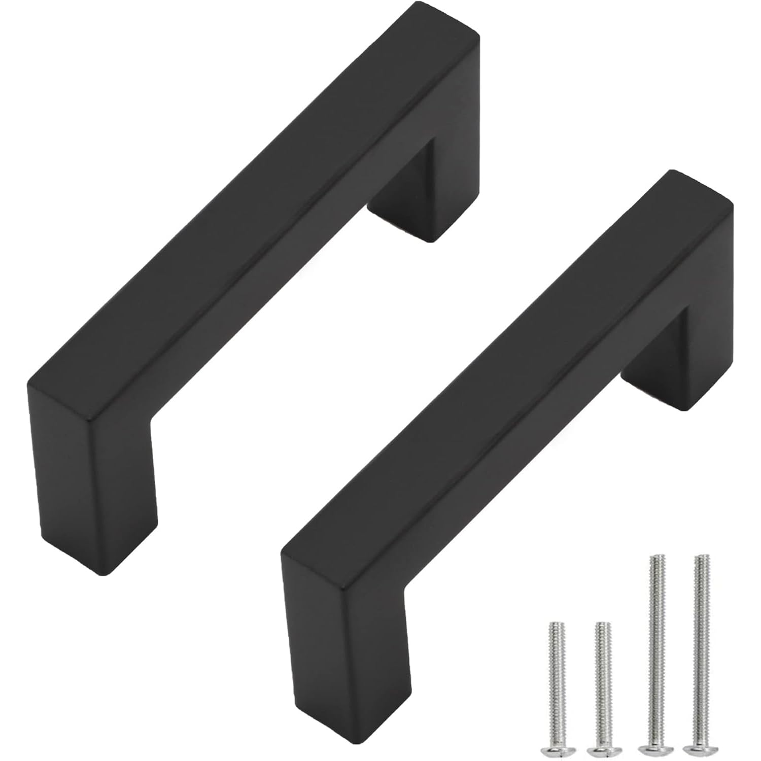 Redunest 10 Pack Matte Black Kitchen Cabinet Handles, 76mm Hole Centers