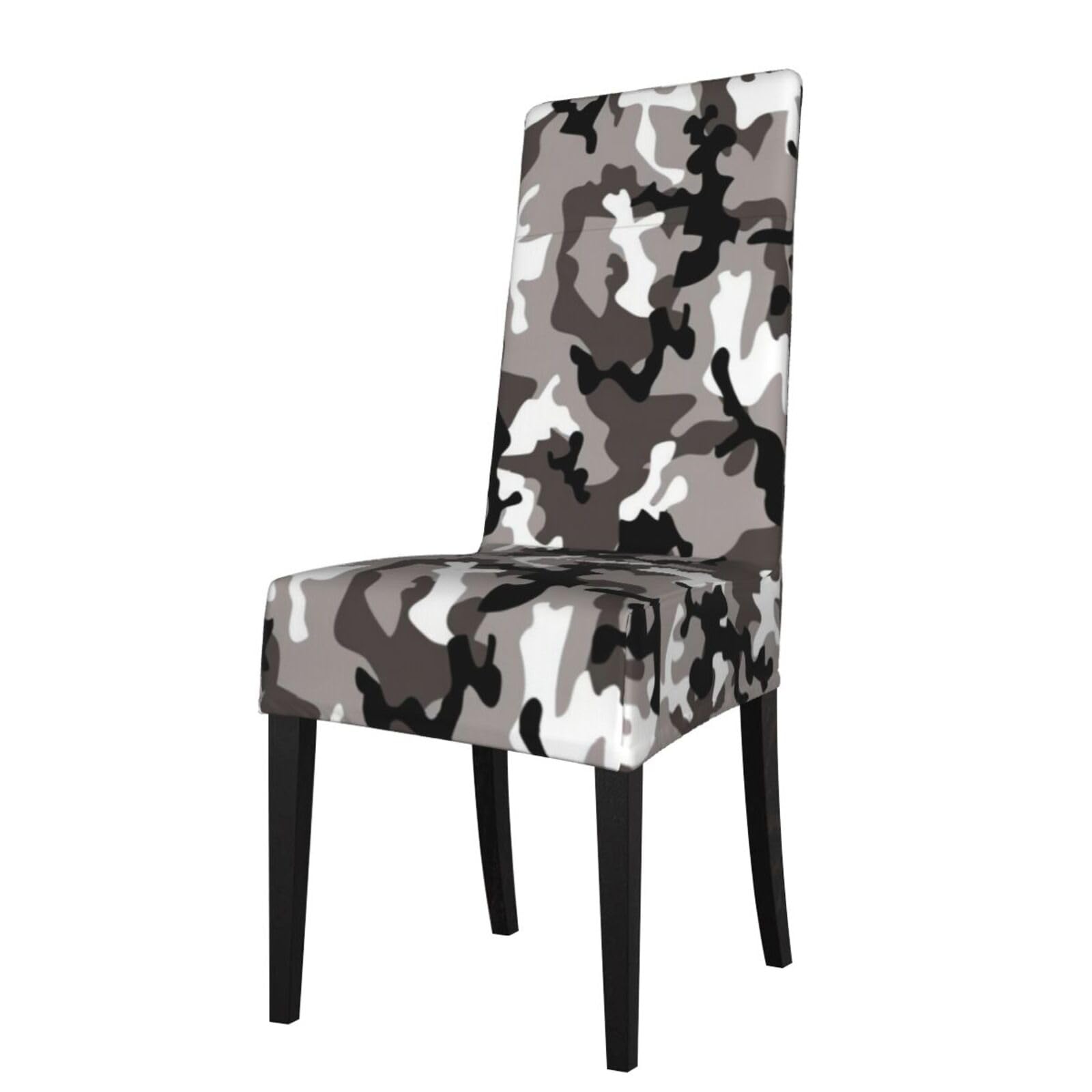 YYHWHJDE Black Grey White Camo Prints Protection Cover for Dining Chair – Stretchable Slipcovers for a Refreshing Dining Room Makeover