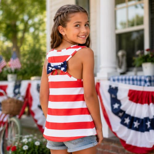 Image of 4th of July Shirts for Girls Patriotic American Flag Kids Clothing