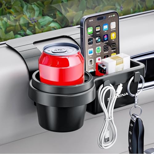 Serena 専用 車 ドア 収納ボックス 多機能3in1設計 新型 セレナ C26 C27 C28 に適用 車用スマホホルダーと車用ドリンクホルダー 車内の収納スペース 車ドア 窓 サイド吊り下げトレイ カー用品 アクセサリー 内装パーツ 小物入れ。(B