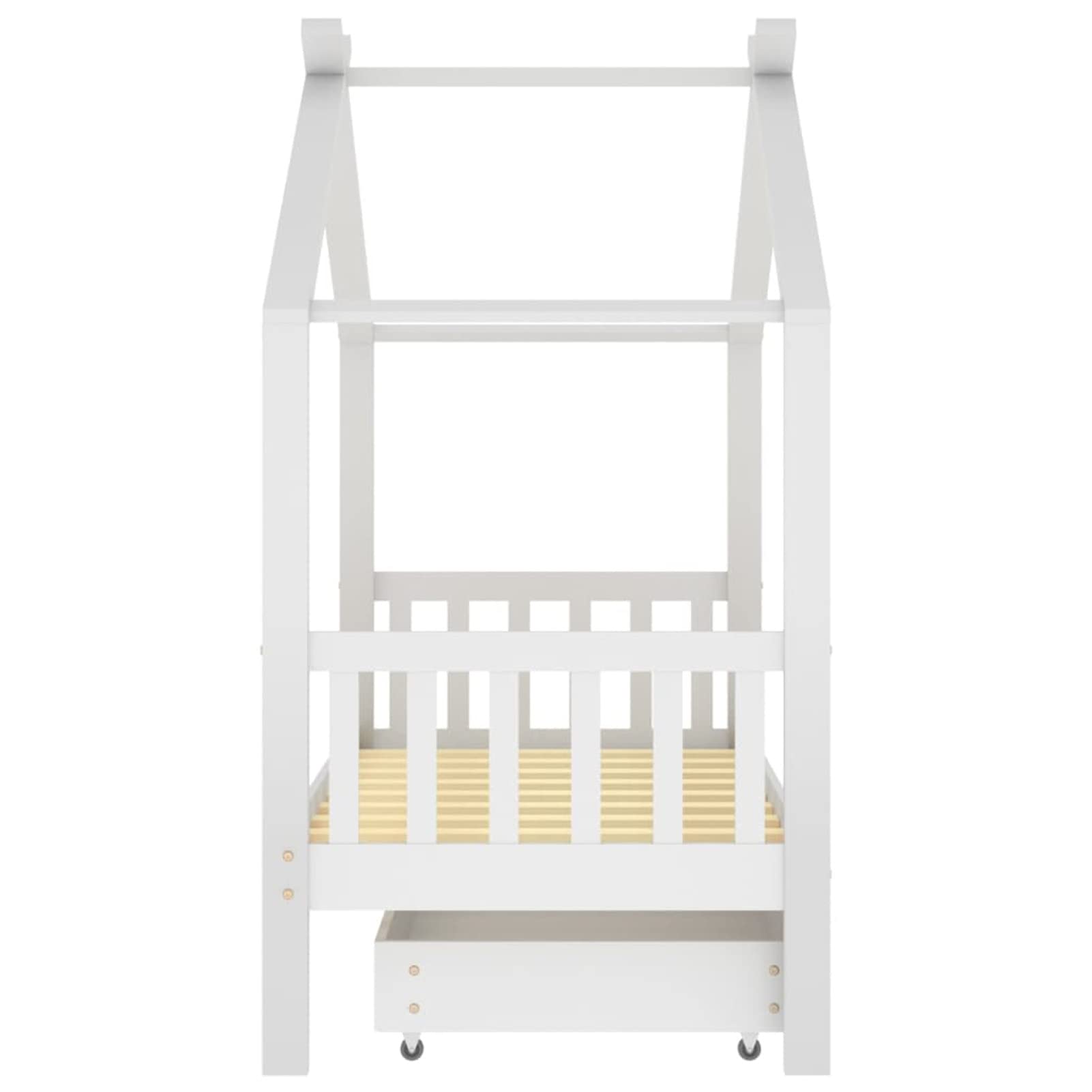 Chusui Kinderbett mit Schublade, Kinderbett, Hausbett, Kinder Bett, Betten, Weiß Massivholz Kiefer 80x160 cm