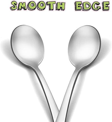 Miniatura 4 de TeamFar Cucharas para niños pequeños, juego de cucharas de acero inoxidable para niños pequeños, no tóxicas y saludables, lindos animales y estuche