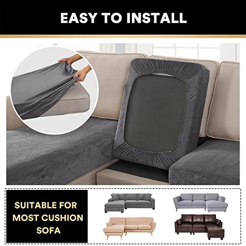 Sectional Sofa Cover L Shape 3 Pieces Sectional Couch Covers Velvet Couch Covers Sectional Separate Cushion Couch Chaise Cover Furniture Protector For Pets Dogs(Large Sofa 2 Seater + 1 Chaise, Grey) #TOP5