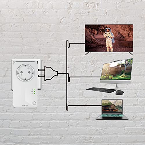 STRONG Powerline 500 Kit - 2 Adattatori Powerline 500 per Connessione Internet Veloce 500 Mbit/s da Ogni Presa di Corrente, adatto per Streaming Video HD, Porte Ethernet, compatibile con HomePlug AV - Powerline - Immagine 5