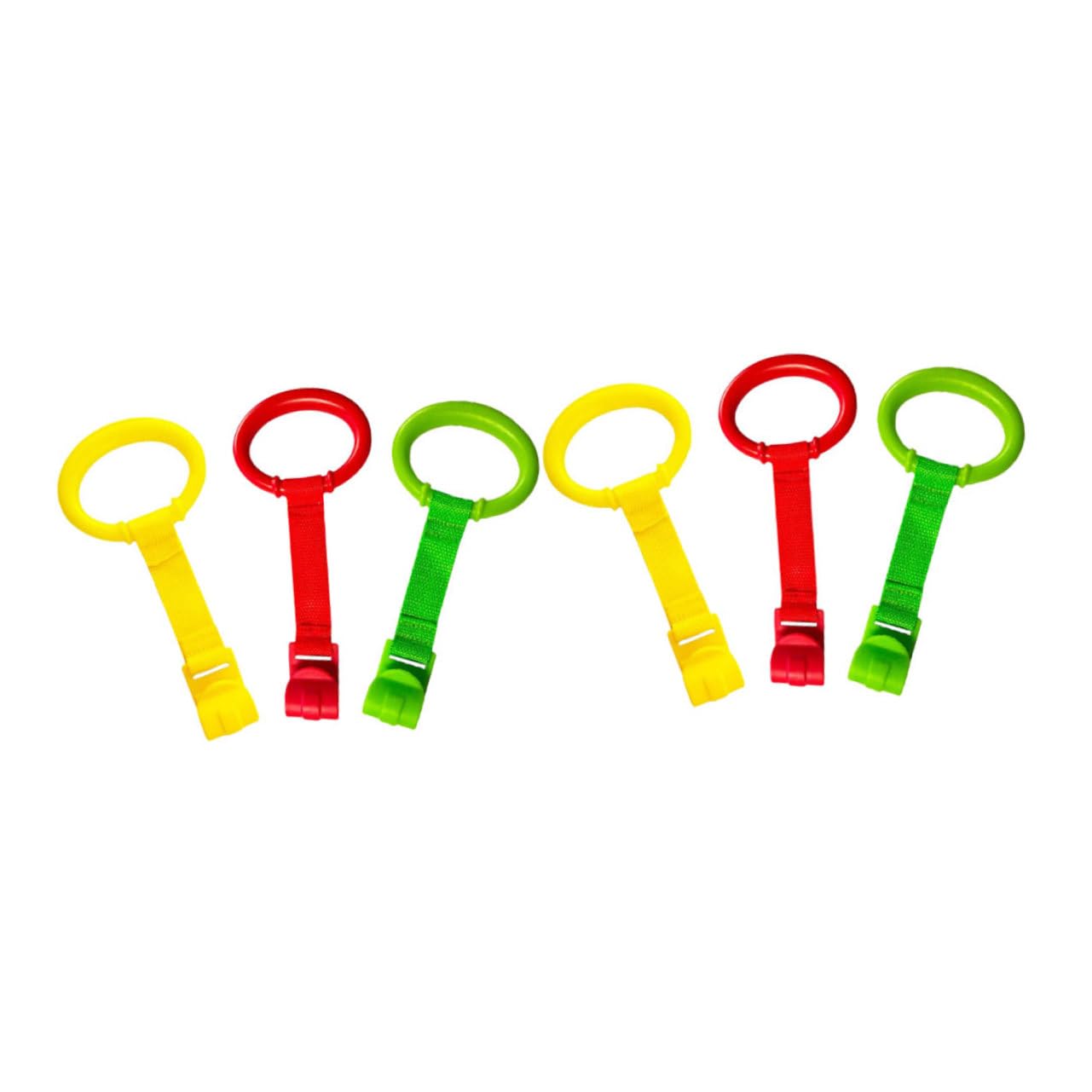 Unomor Walker Support 6pcs Baby Playpen Pull up Rings Learning Standing Ring Safe Plastic Construction Baby Bed Stand up Rings Boys and Girls Pull Ring