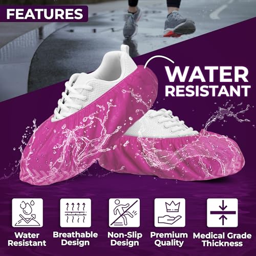 Image of Blue Shoe Guys Premium Disposable Boot & Shoe Covers Booties | 100 Pack | Durable, Non-Slip, Non-Toxic, Water Resistant, Recyclable Protectors for Indoor & Outdoor | Large Size Fits Most Shoes