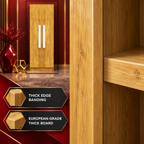 Image of Bniture Wooden Almirah for Clothes, Door for Bedroom, 2 Door Wardrobe with 4 Shelves Huge Storage Space (46D x 60W x 182H CM) | 3 Year Warranty (Giant Wood)