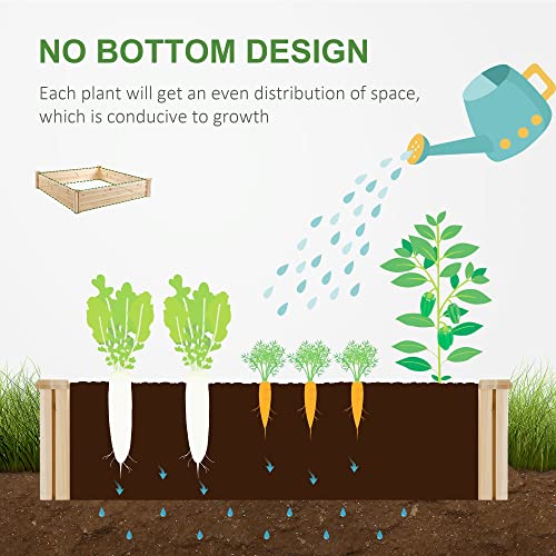 image for Outsunny Raised Garden Bed Kit, 4' x 4' Outdoor Wooden Planter Box wit