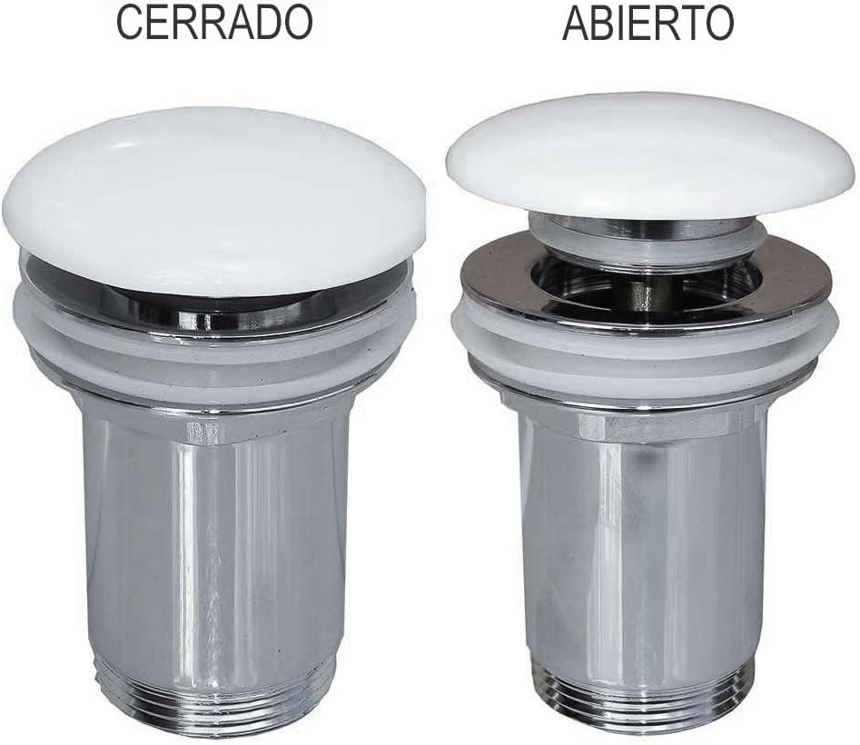 OXEN 171512 Click Sink Clic Clac White Porcelain Valve Universal Fit Most Brass Basins, Polished Chrome, Talla Única