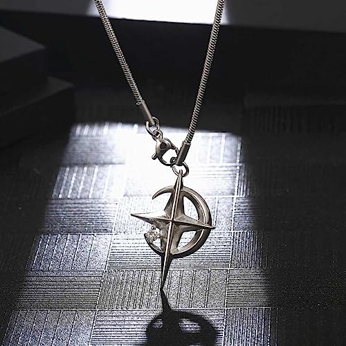 Y2k Moon Star Pendant Necklace for Men Women Stainless Steel Cool Necklaces Punk Star Necklaces Jewelry3